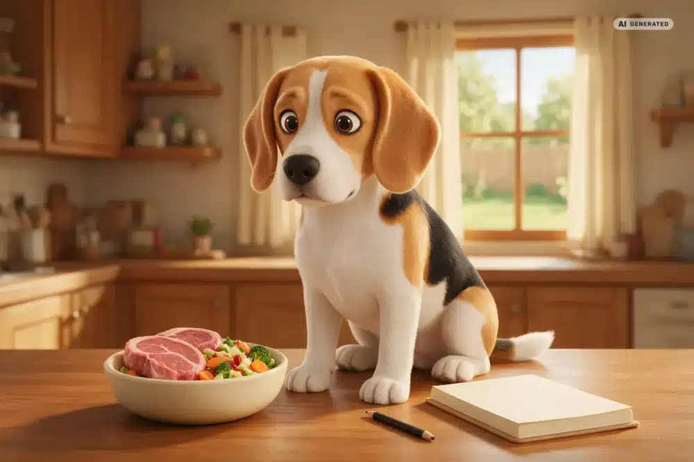 BARF für Hunde B KI-generierte Darstellung eines freundlichen Hundes für BARF für Hunde B