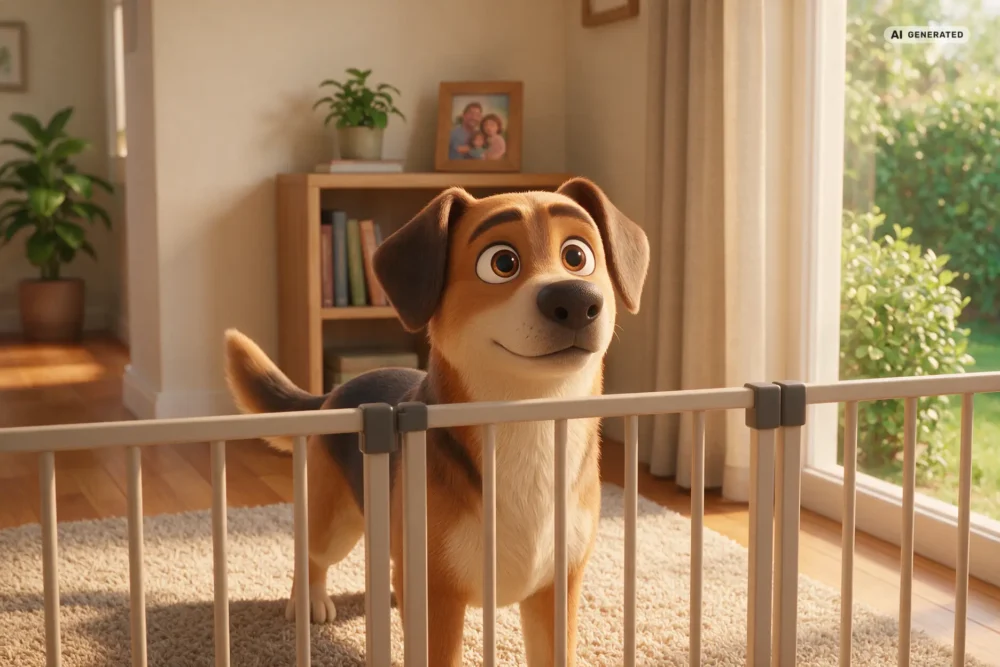 Hund beißt Kind B KI-generierte Darstellung eines freundlichen Hundes für Hund beißt Kind B